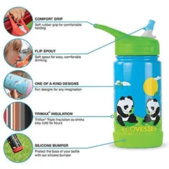 EcoVessel The Frost Panda Insulated Stainless Steel Kids Water Bottle - Youth